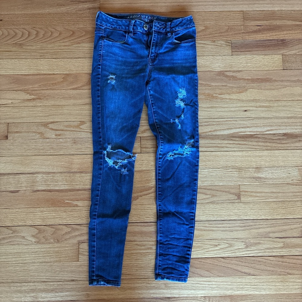 American Eagle Outfitters Blue Ripped Women's Skinny Jeans